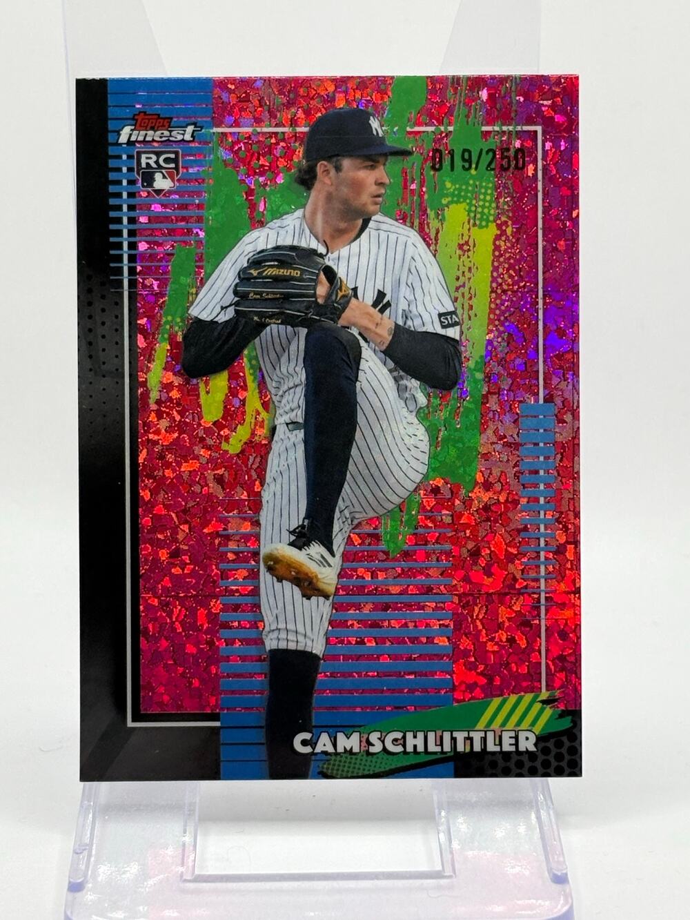 2026 Topps Finest Cam Schlittler Rookie Pink Mini Diamond 19/250 SP Yankees RC